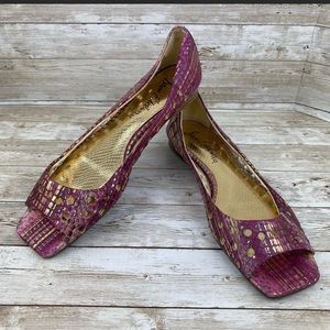 Sam Edelman Riley Pink & Gold Peep Toe Flats- size 10 M